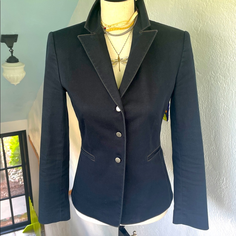 Antonio Melani Deep Navy Three Button‎ Front Blaze Jacket with Contrast Stitch 2 - Picture 2 of 7